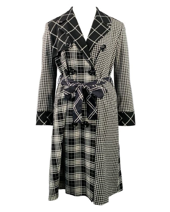 Alice + Olivia Stylish Plaid Trench Coat - Image 2