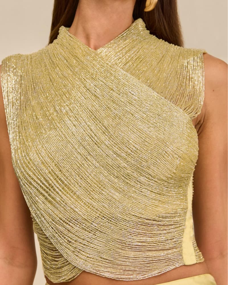 Cult Gaia Haisley Top Beaded Gold - Image 5