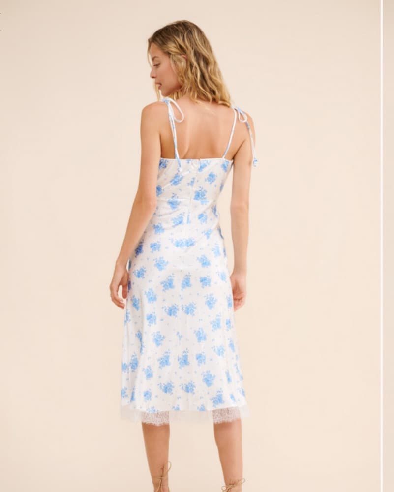 Floral Midi Dress with Lace Trim - Image 2