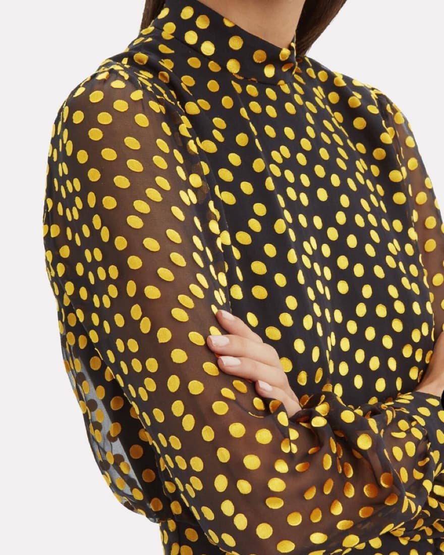 Saloni Isa Polka Dot Ruffle Midi Dress - Image 3