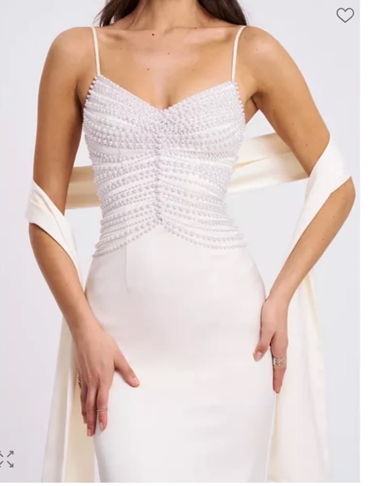 Miss Circle Pearl Beaded Top Slip Gown - Image 3