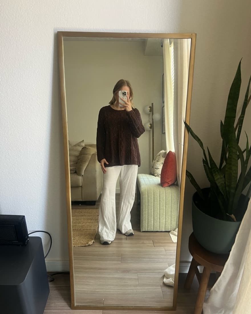 Brown Oversized Cableknit Sweater - Image 1