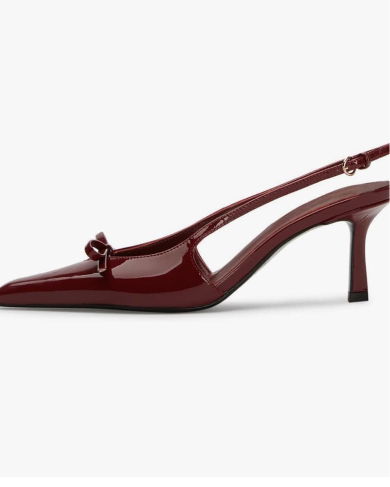 Chic Burgundy Patent Slingback Pumps - Image 2