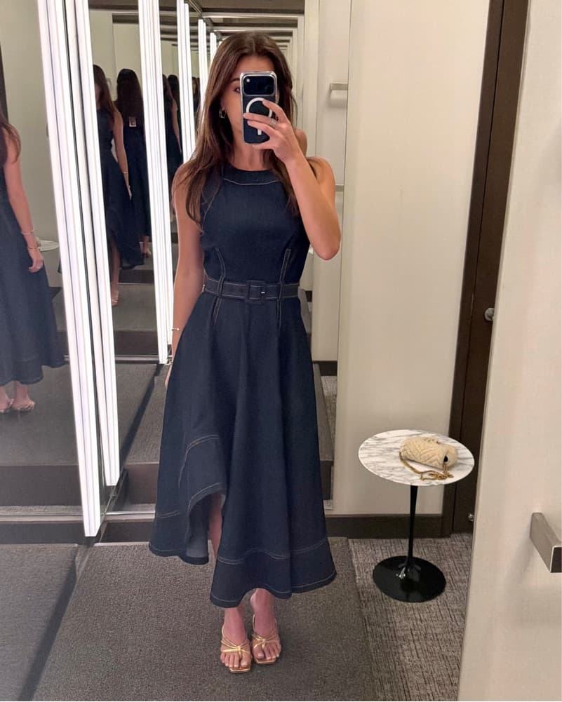 Denim Asymmetrical Dress - Image 3