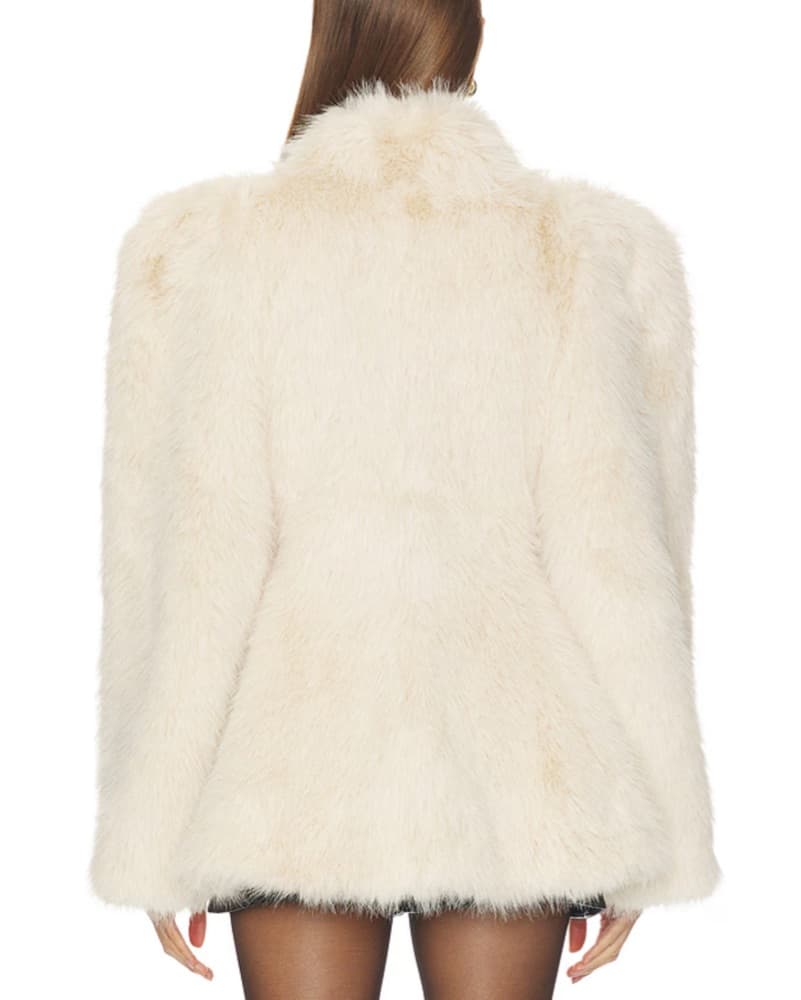 Estela Fur Coat in Bone Camila Coelho - Image 3