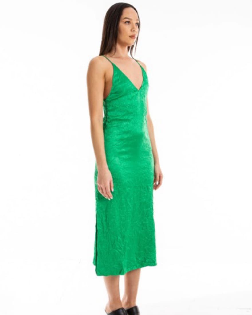 Ganni Green Crinkle Dress - Image 2