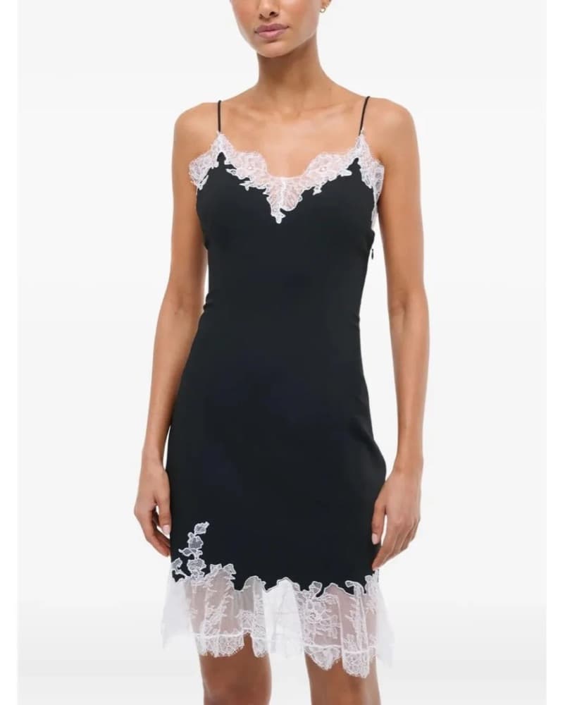 Staud Black Lace Mini Dress - Image 1
