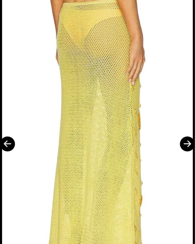 Leslie Amon Yellow Floral Mesh Skirt - Image 4