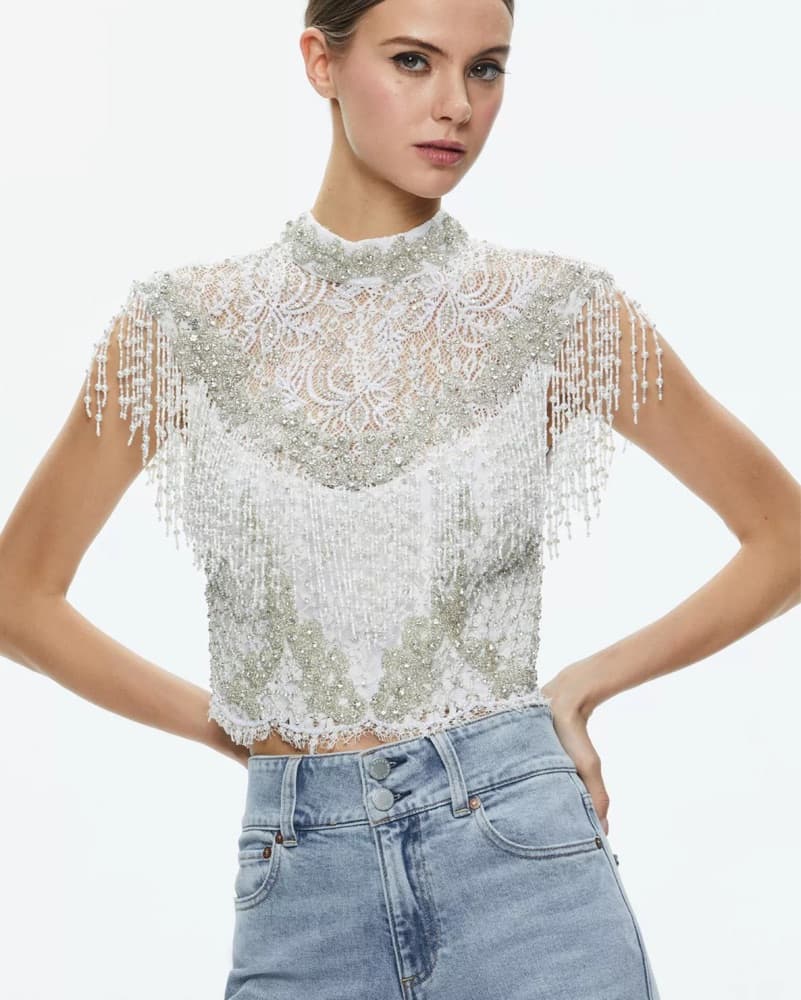 Embellished Fringe Top ByAlice & Olivia  - Image 1