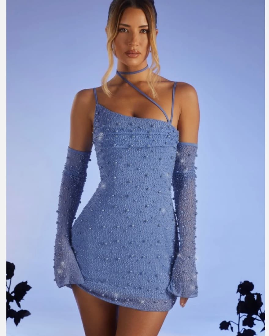 Blue Oh Polly Embellished Corset Dress - Image 1