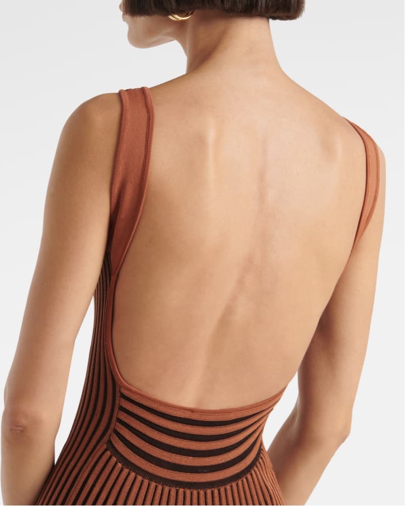 Staud Claretta Dress In Tan And Black - Image 3