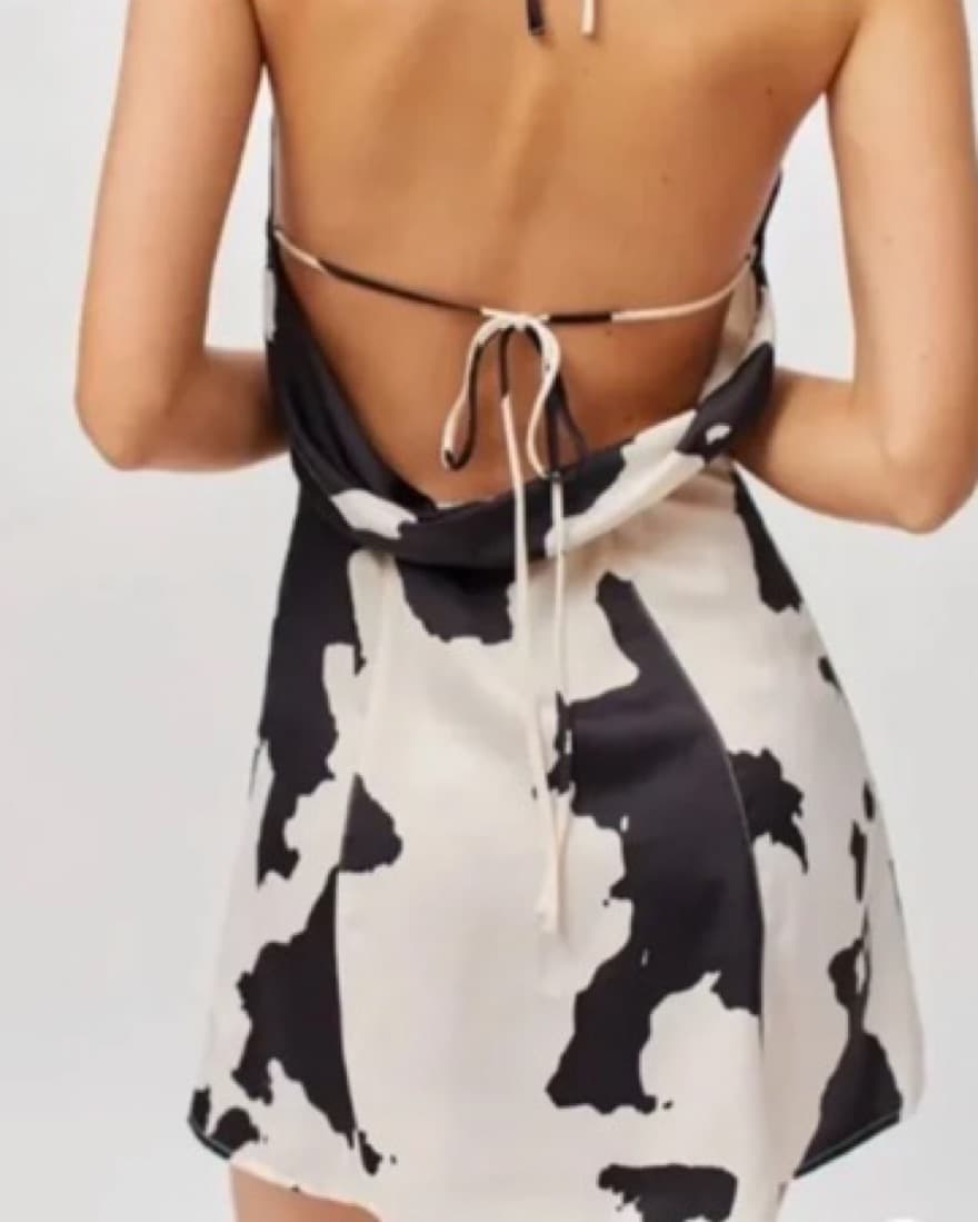 Satin Cow Print Halter Dress - Image 3