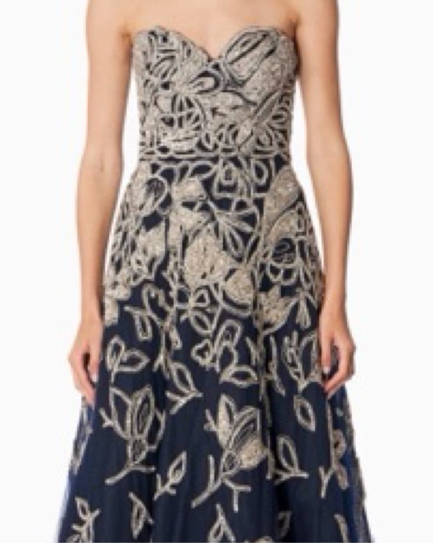 Carolina Herrera Embellished Navy Gown - Image 2