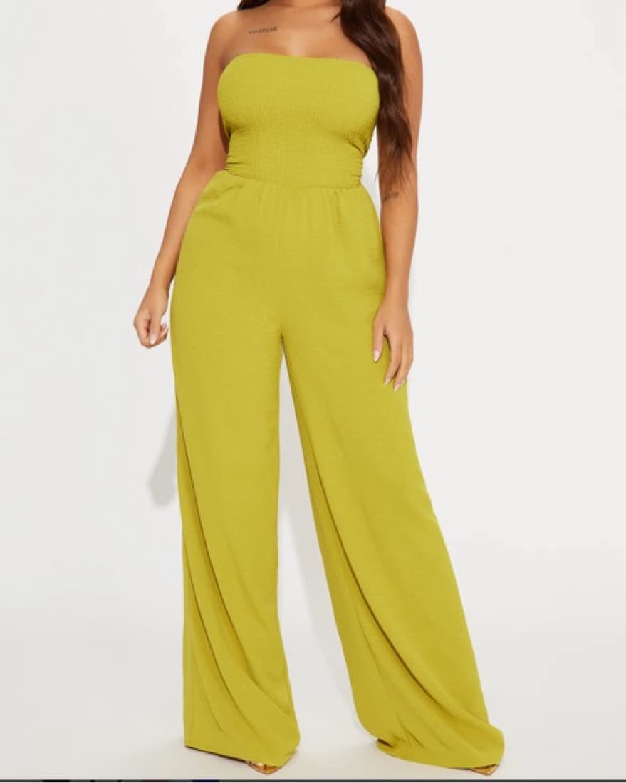 Chartreuse Jumpsuit with Pretty Bodice - Image 1
