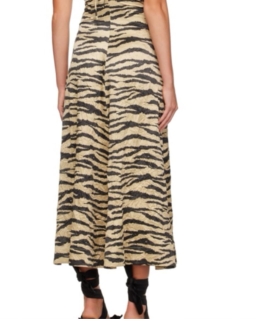 GANNI Khaki Crinkled Maxi Dress - Image 5