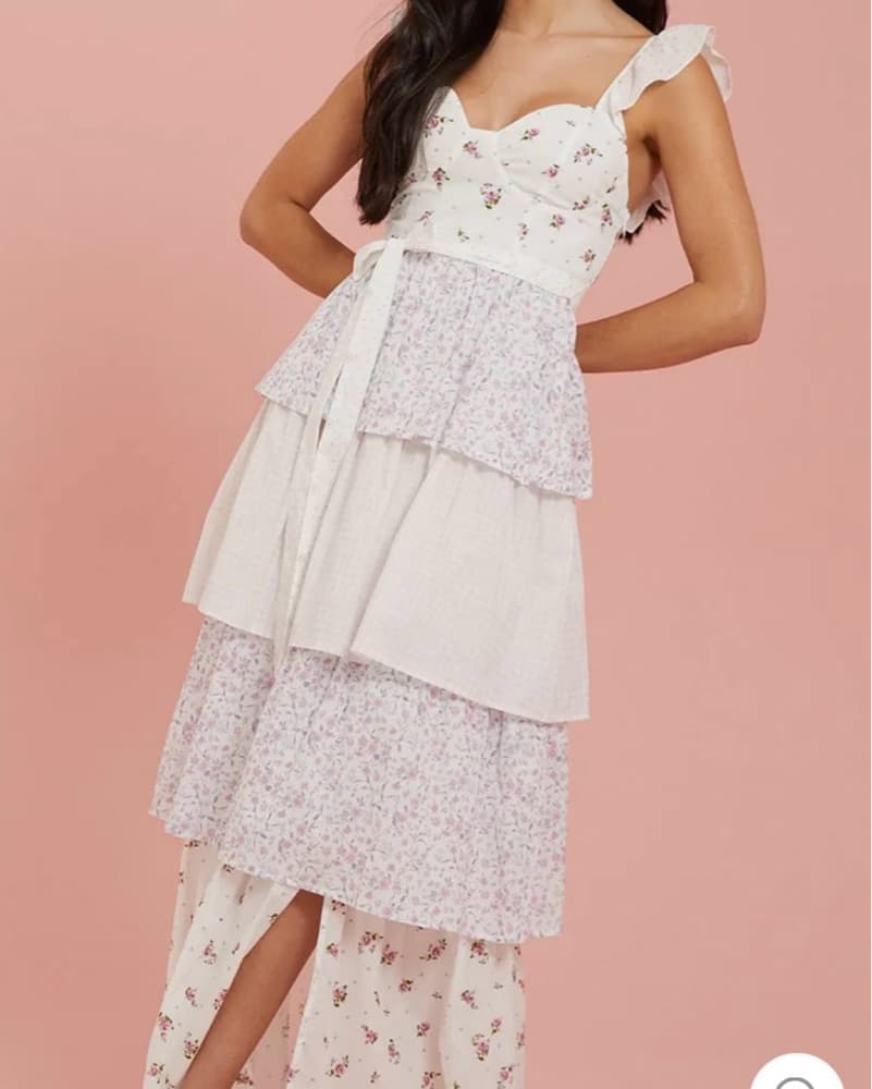 Elegant Floral Tiered Maxi Dress - Image 2