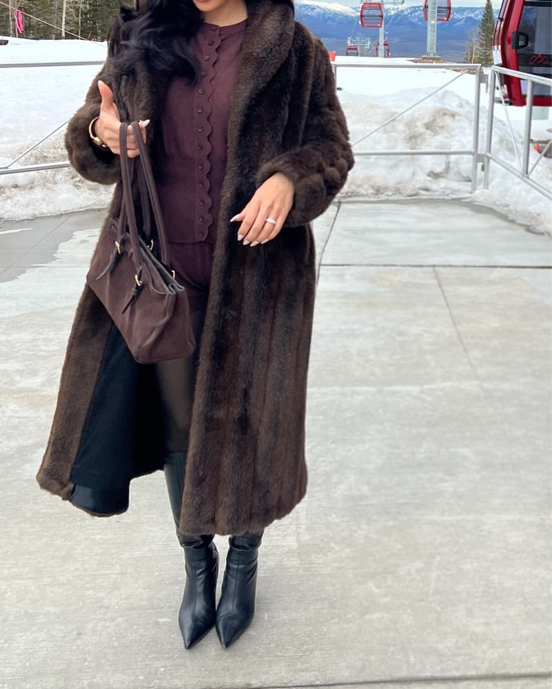 Faux Fur Coat in Rich Brown - Image 2