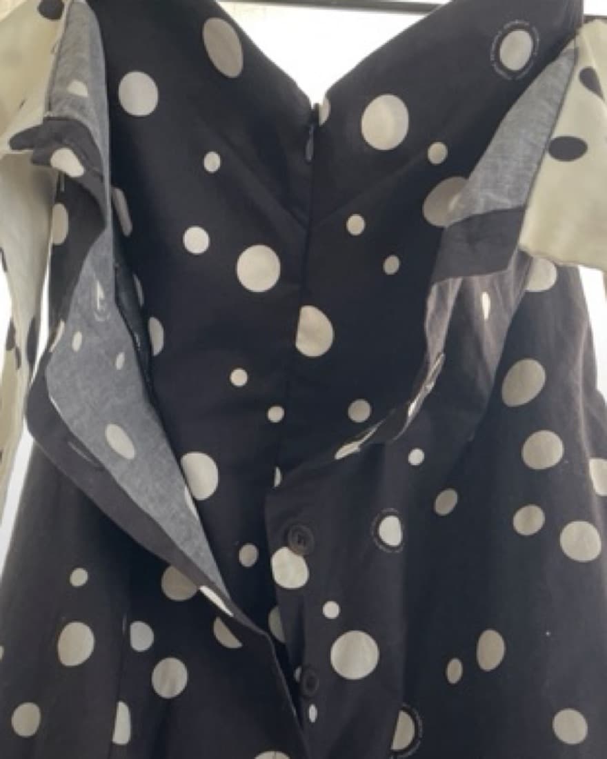 Cat Print Polka Dot Strapless Retro Midi - Image 2