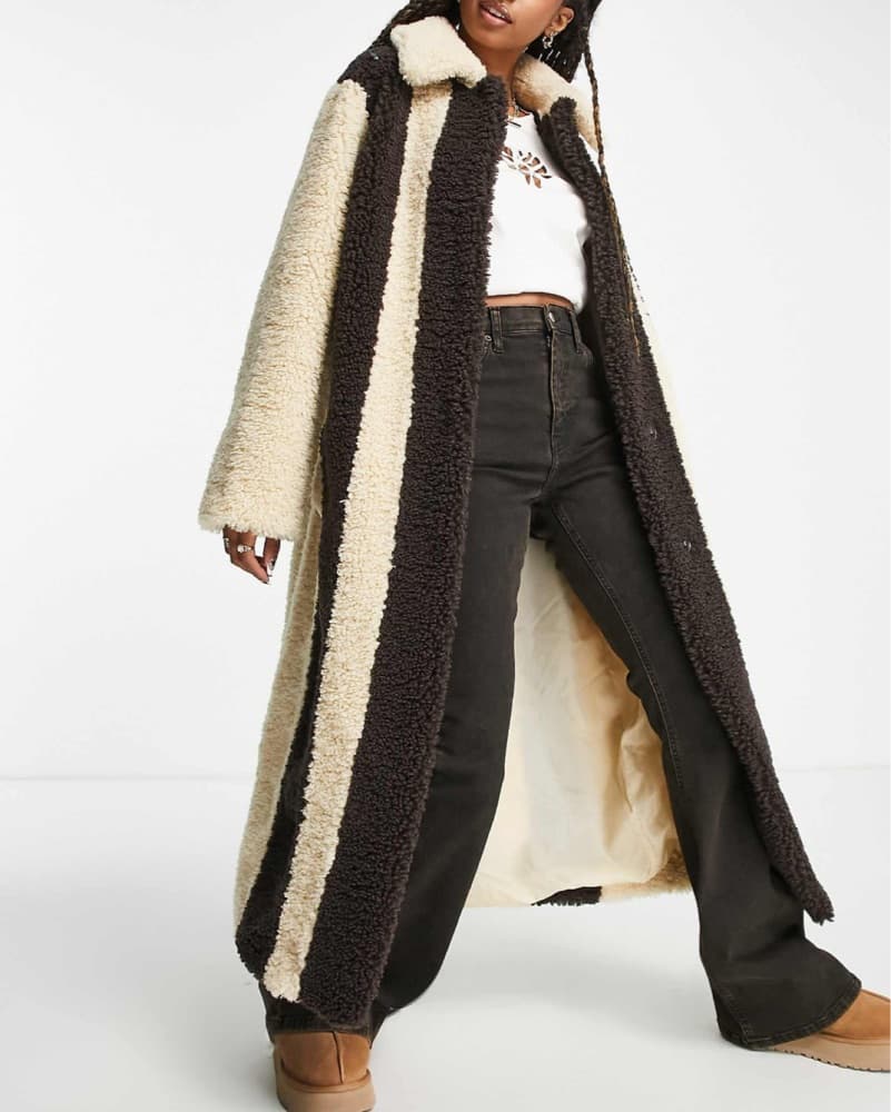 Cozy Striped Teddy Coat - Image 2