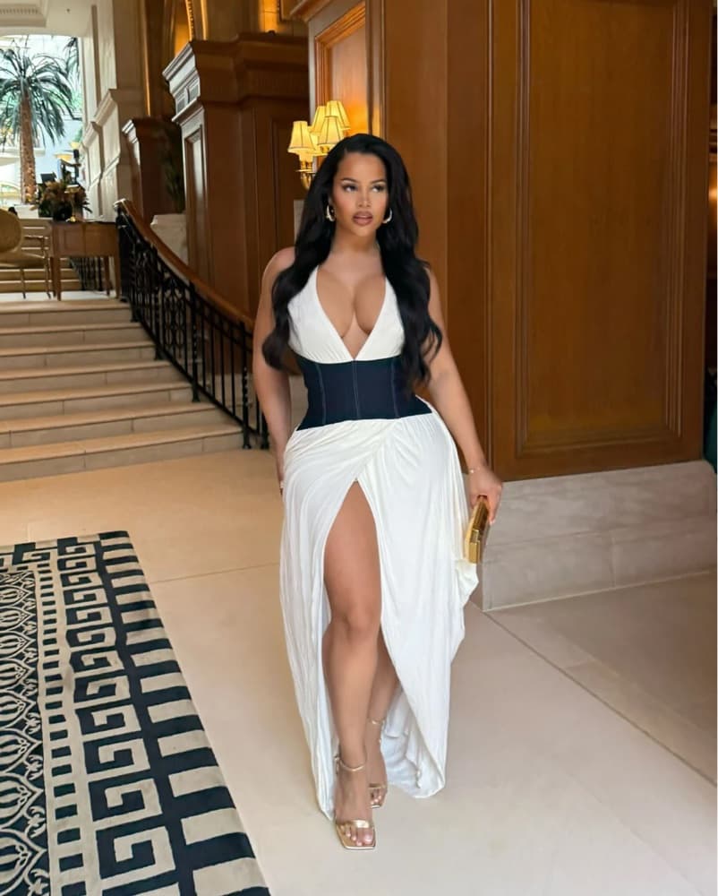Deep V neck Maxi Dress - Image 2