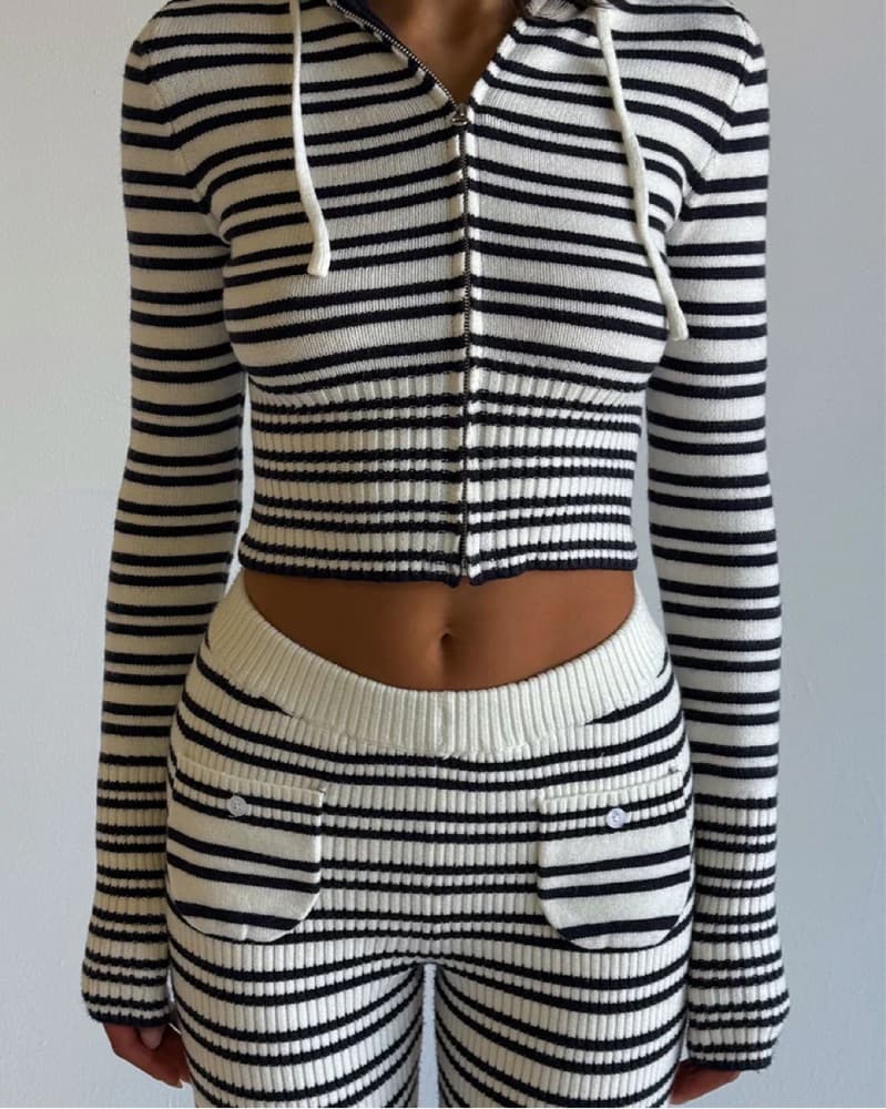 Frankies Bikinis Striped Knit Set - Image 1