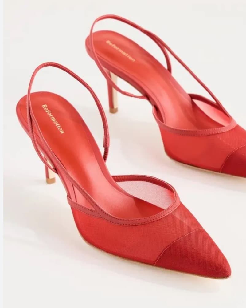 Reformation Red Mini Heels 8.5 - Image 1