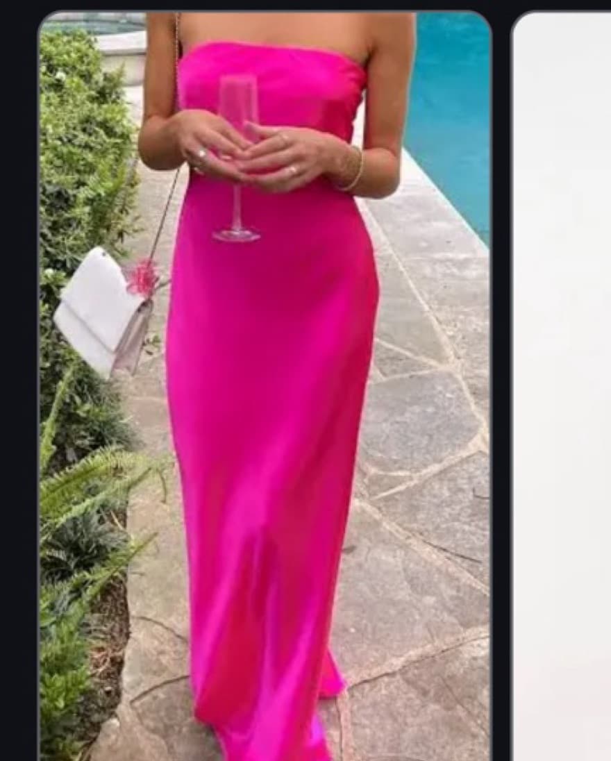 Hot Pink Maxi Satin Cowl Neck - Image 1