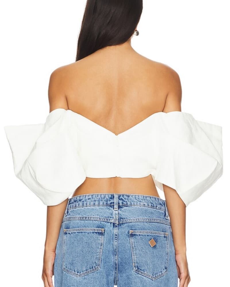 Ronny Kobo Birdy Linen Micro Crop Top - Image 6