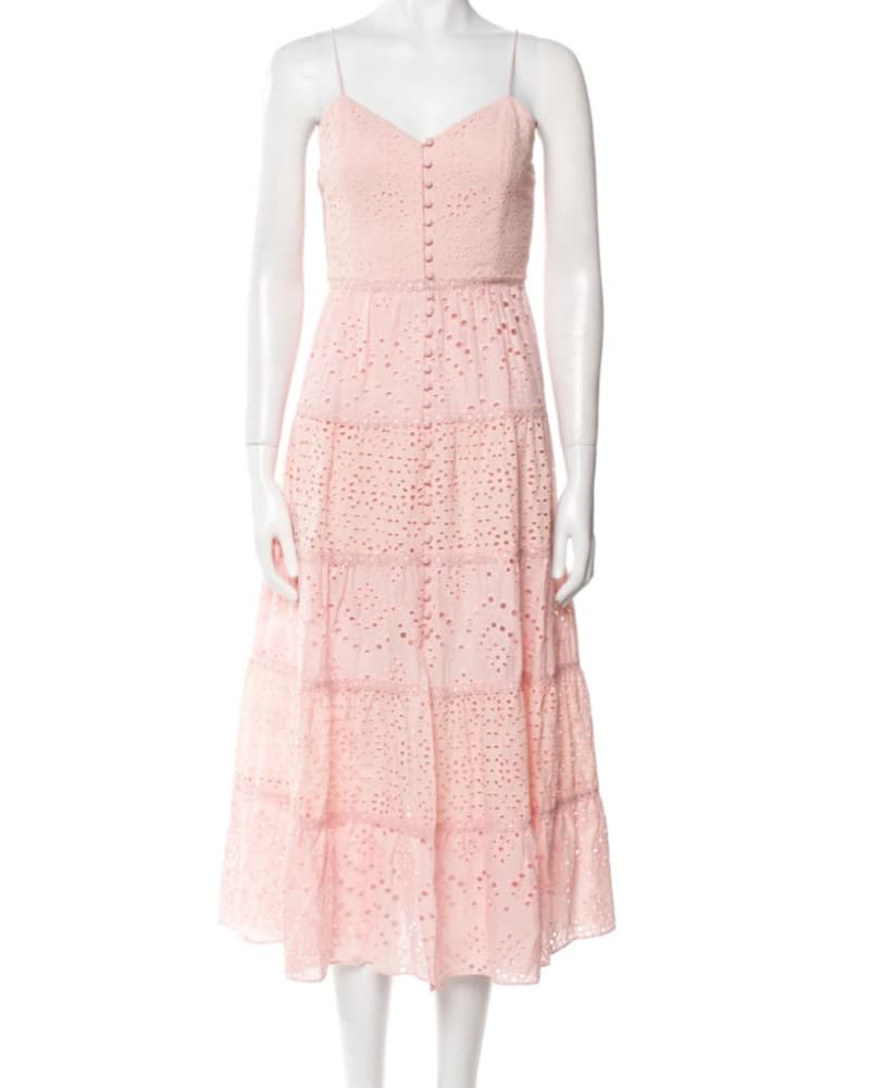 Alice & Olivia Eyelet Midi Dress - Image 4