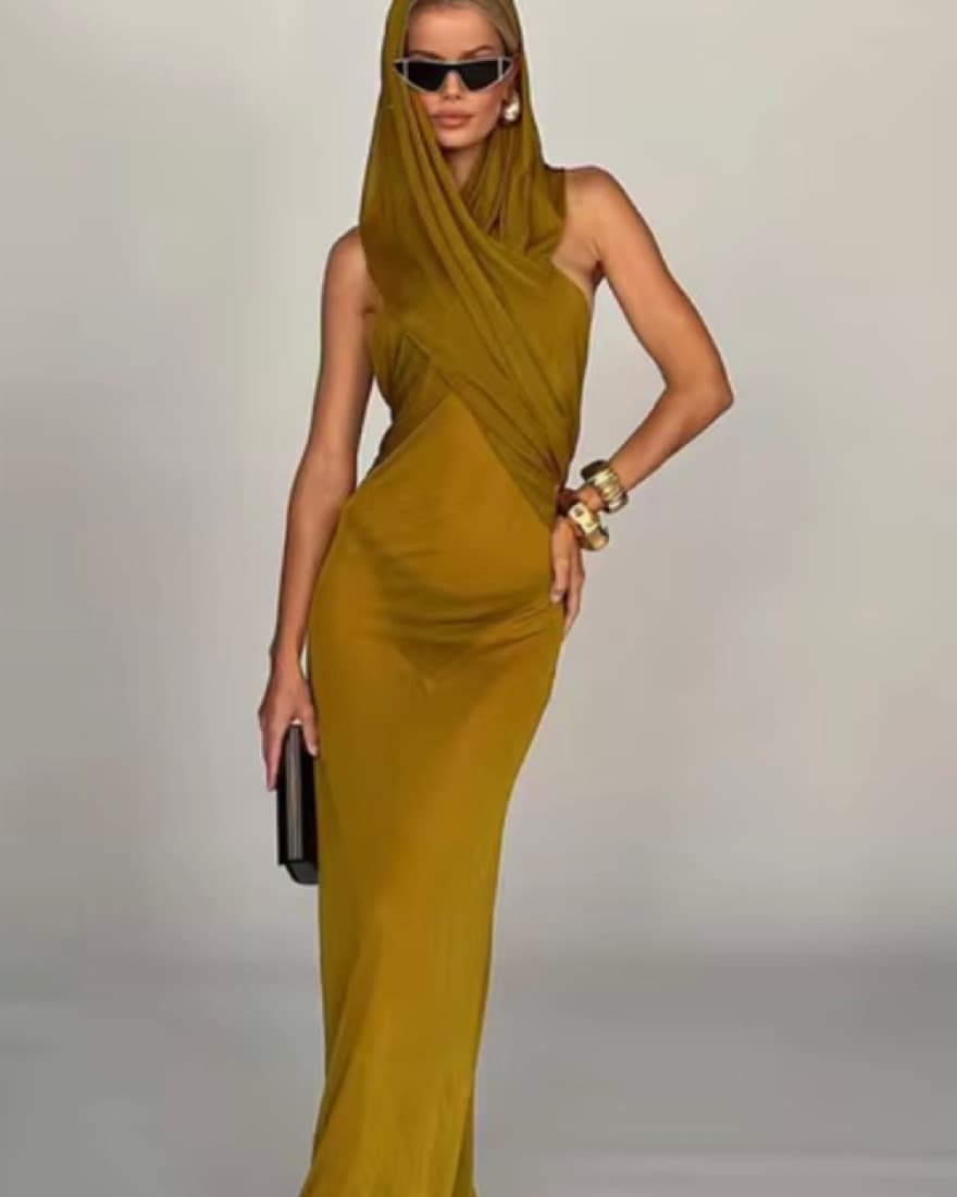 Saint Laurent Hooded Dupe Dress - Image 5