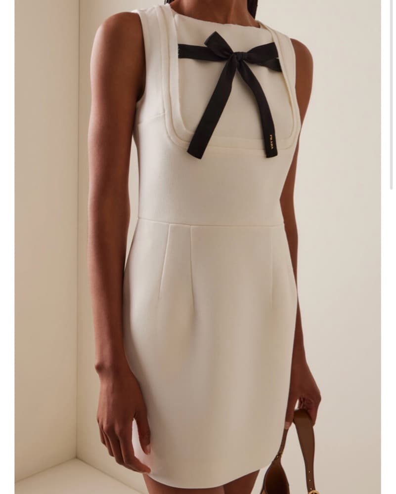 Prada Bow-Detailed Cotton Mini Dress - Image 1