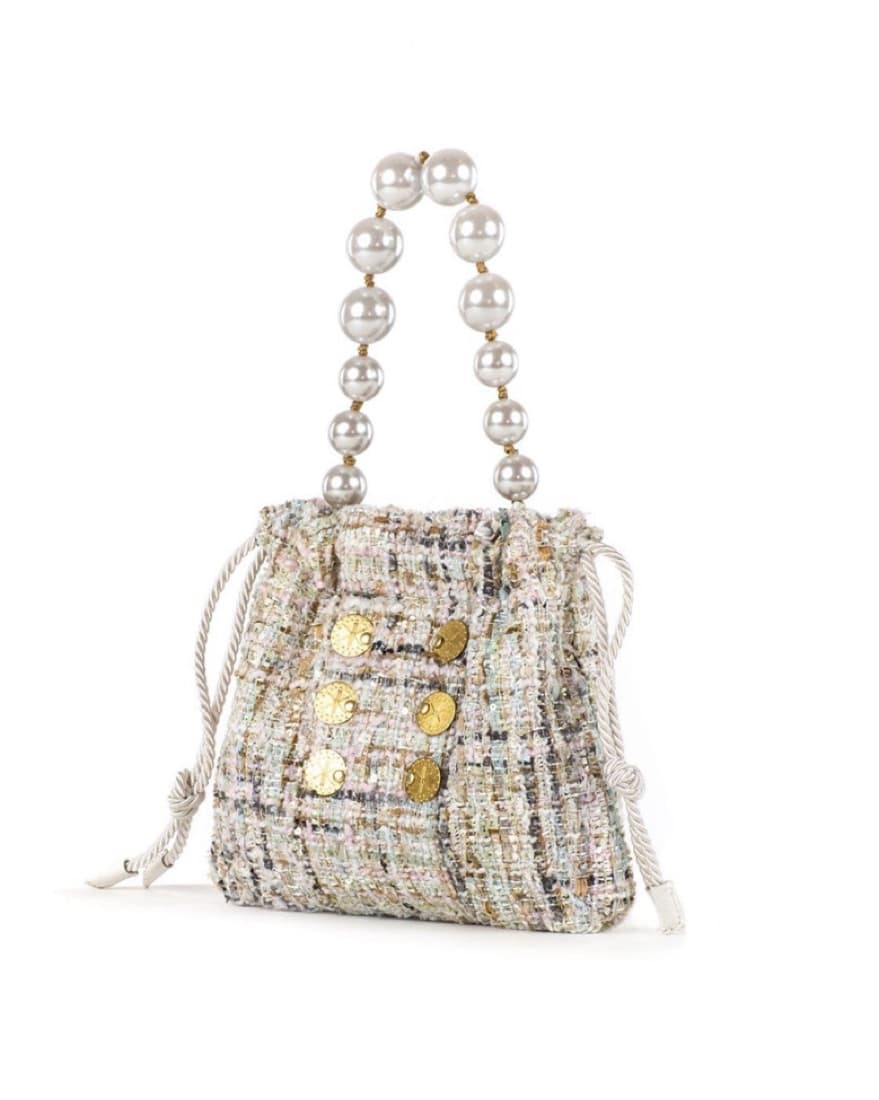 Chic Pearl Embellished Tweed Handbag - Image 2