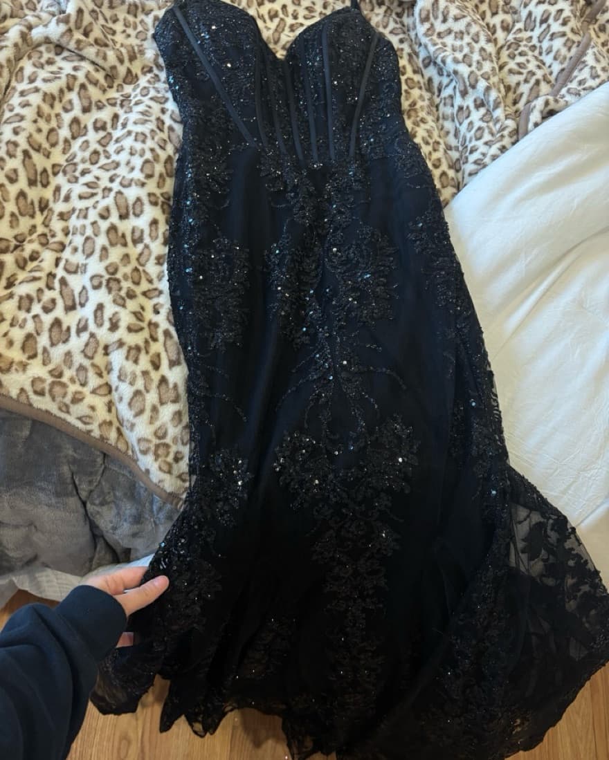 Stella Couture Black Sequin Gown  - Image 5