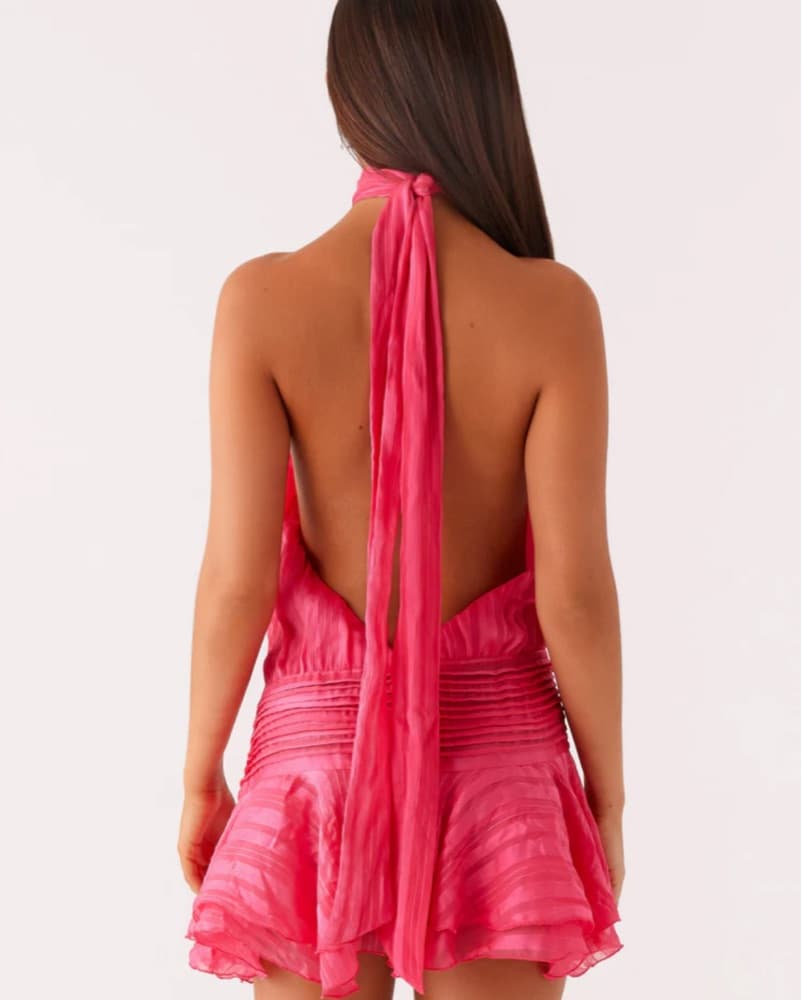 Vibrant Ruffle Halter Mini Dress - Image 4