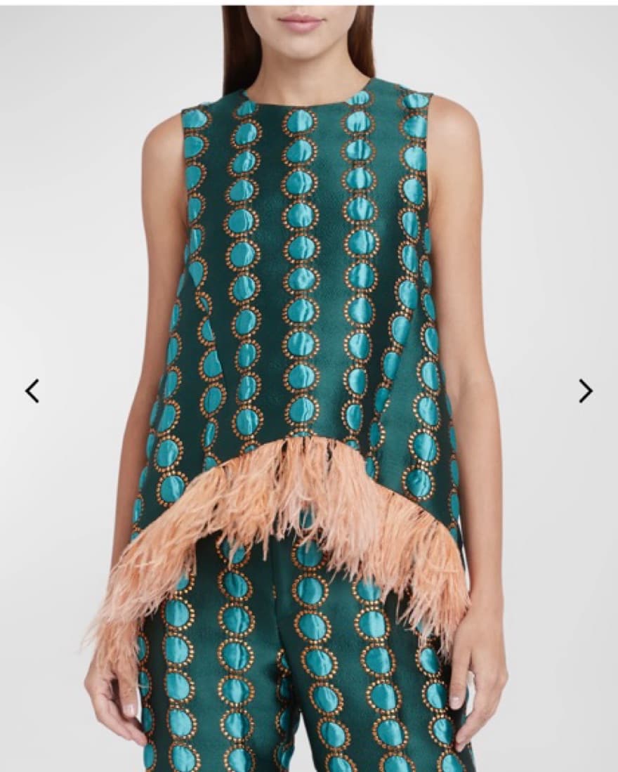 La DoubleJ La Scala Feather Trim Top - Image 1
