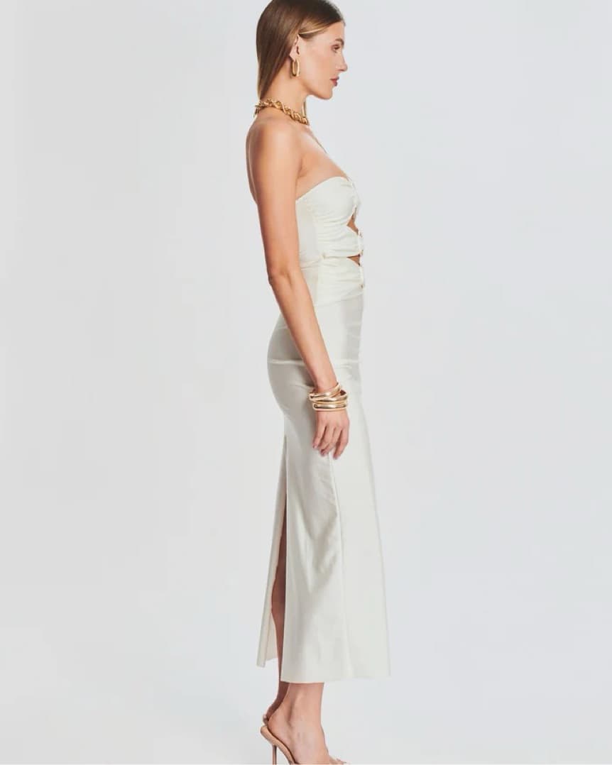 LILY LYCRA MAXI DRESS / Shani shemer Strapless Dress - Image 3