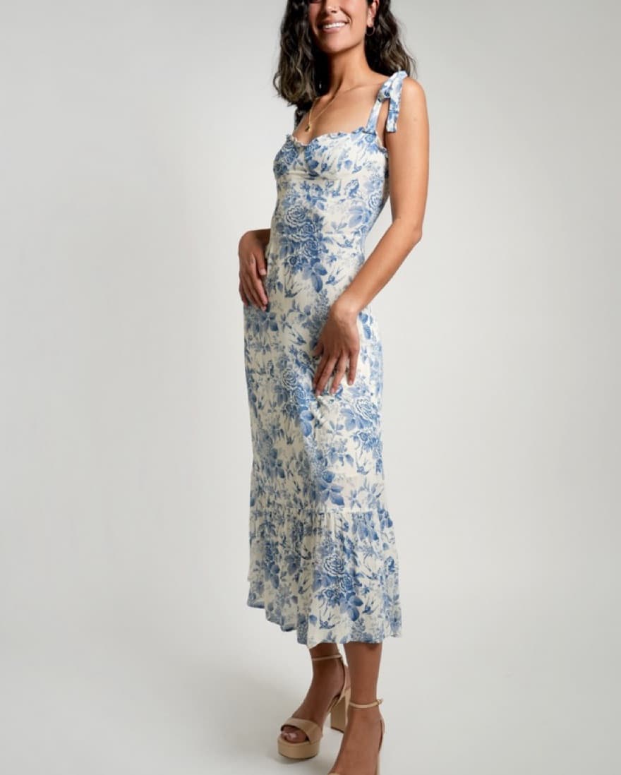 Reformation Blue Floral Nikita Dress - Image 3