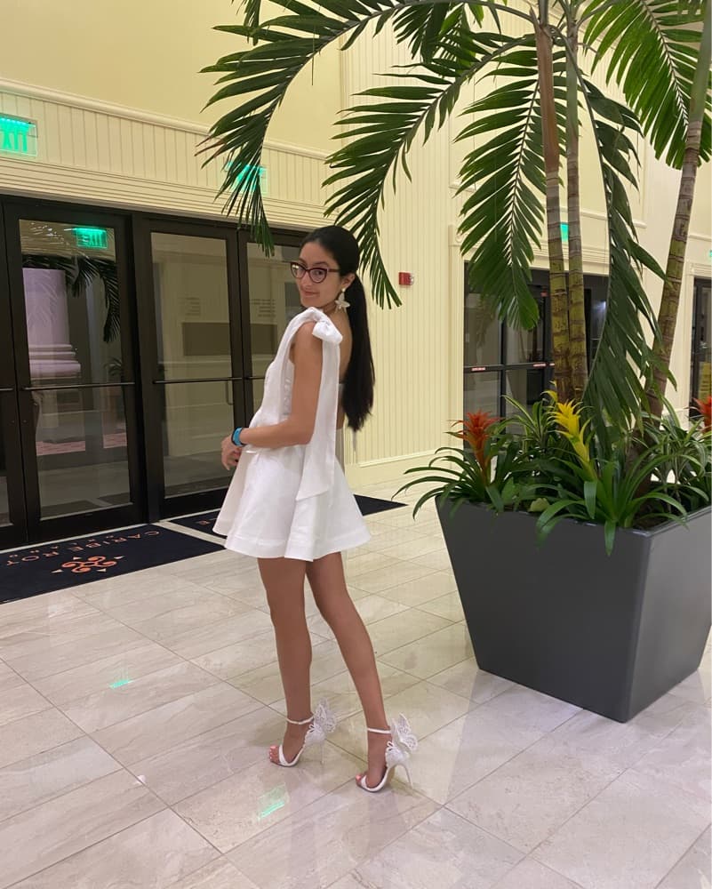 DISSH Aisle White Linen Bow Mini Dress - Image 5