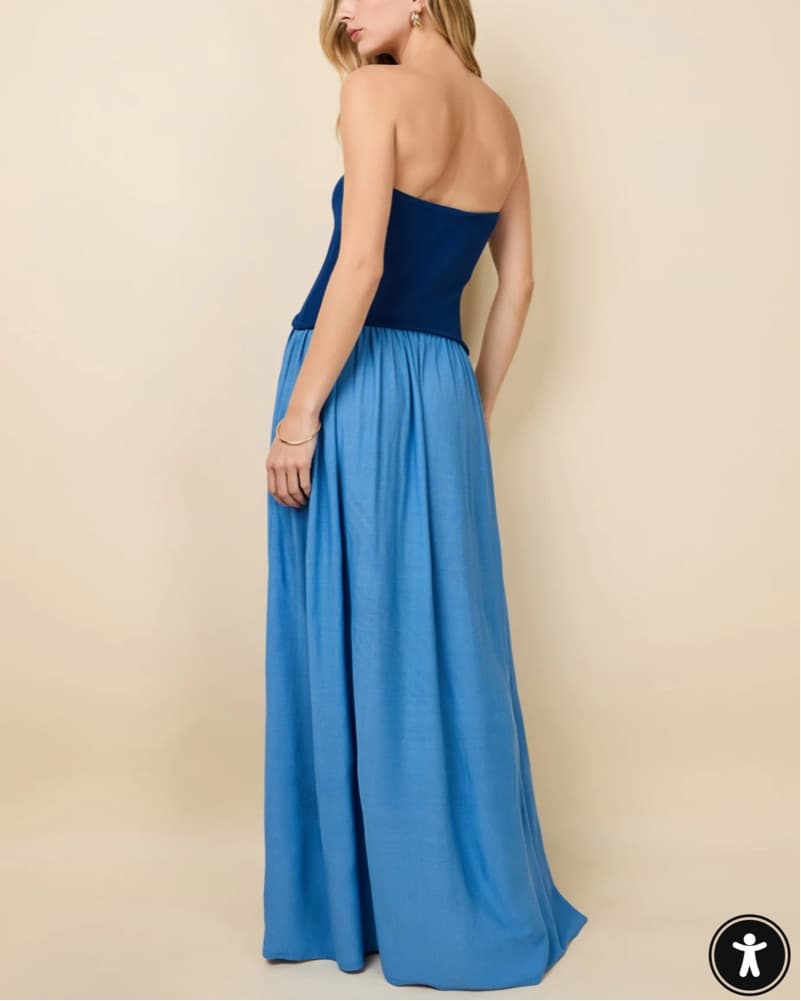 Solid And Striped Strapless Dress - Image 4