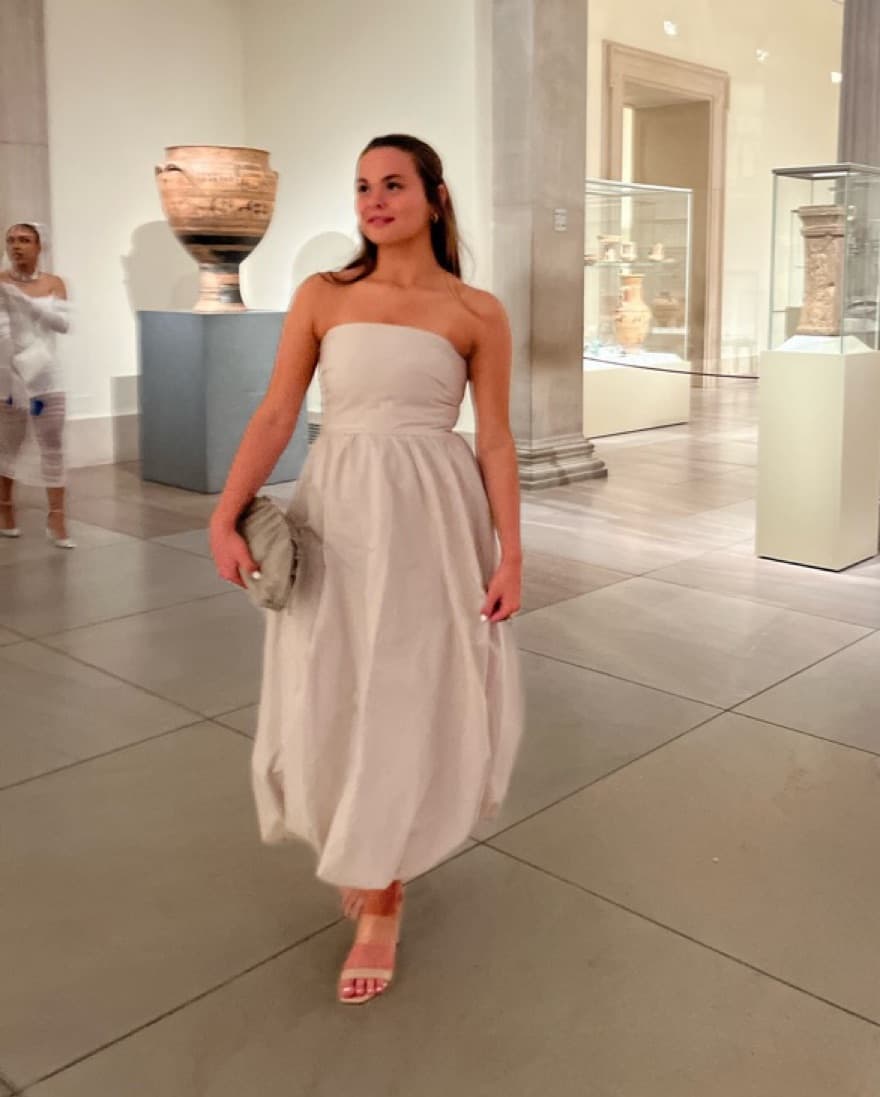 Light Tan Strapless Dress - Image 3