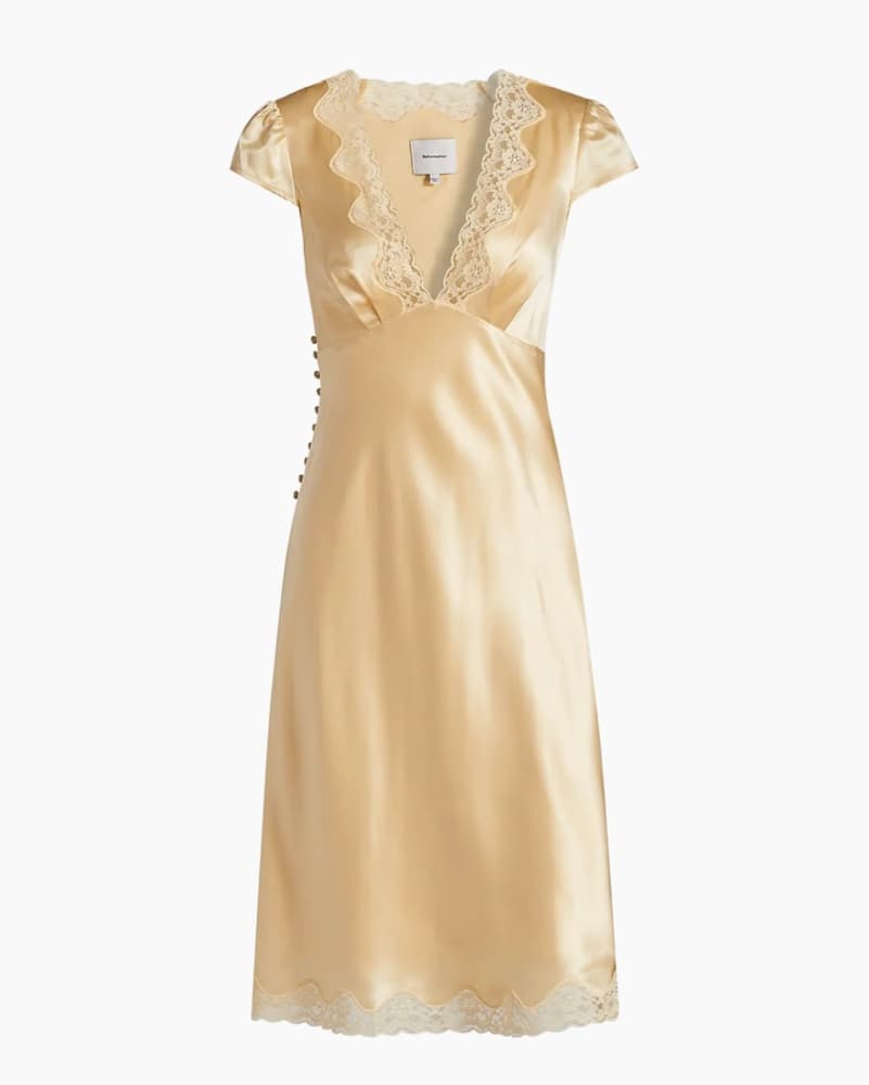 Reformation Yellow Silk Midi Dress  - Image 2