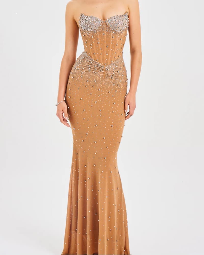 Miss Circle Fatima Nude Crystal Gown - Image 1