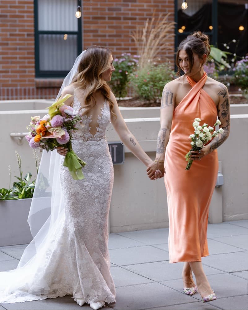 Canteloupe Halter Neck Satin Midi - Image 3