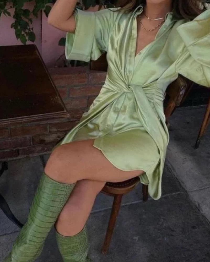 Song of Style Marta Dress in Green - Image 1