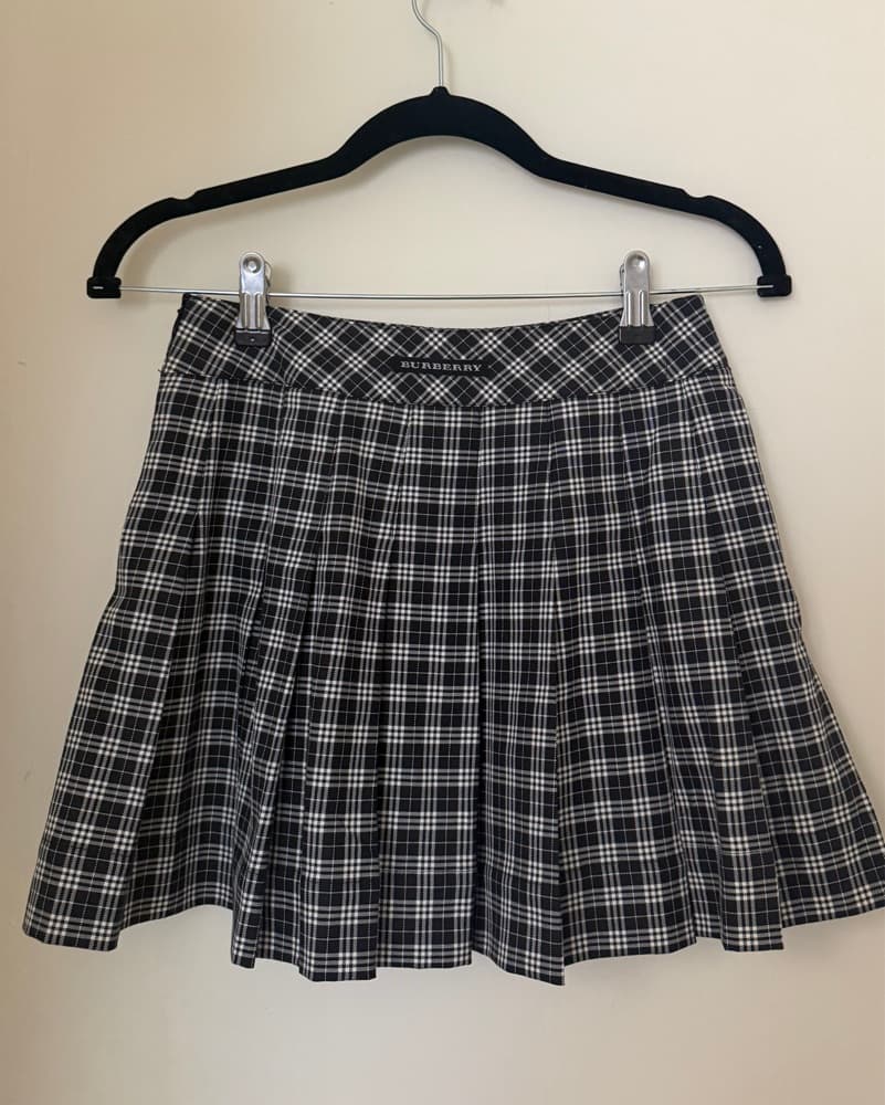 Vintage Burberry Plaid Pleated Skirt - Image 1
