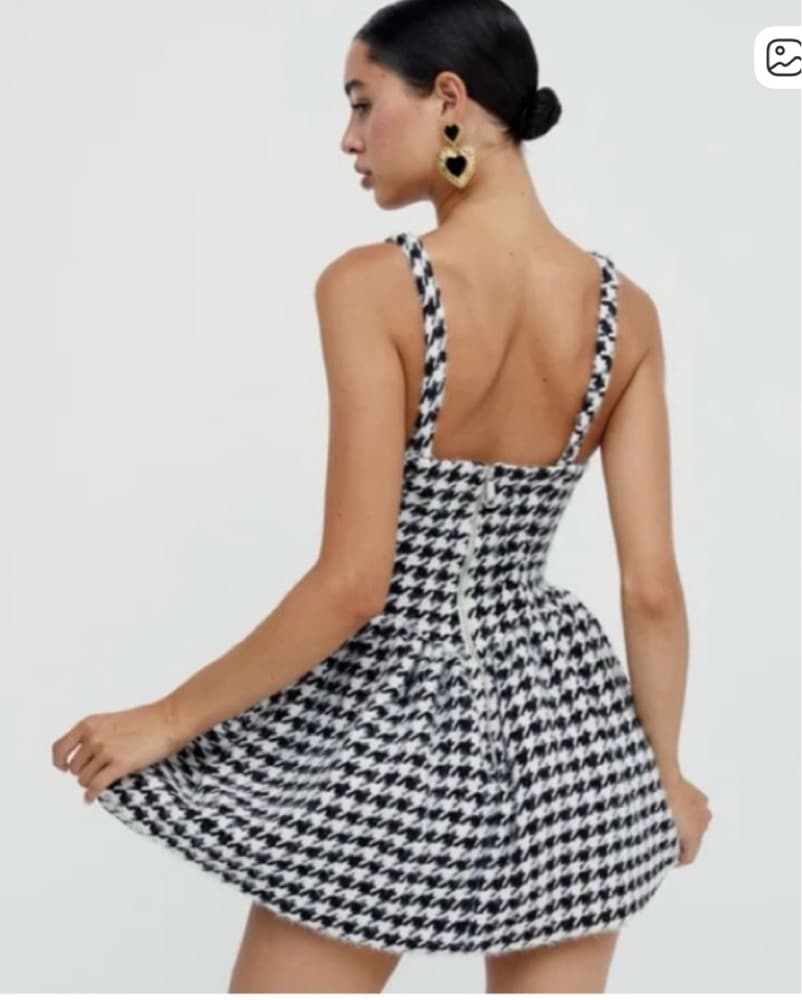 Houndstooth Print Fit & Flare Dress - Image 2