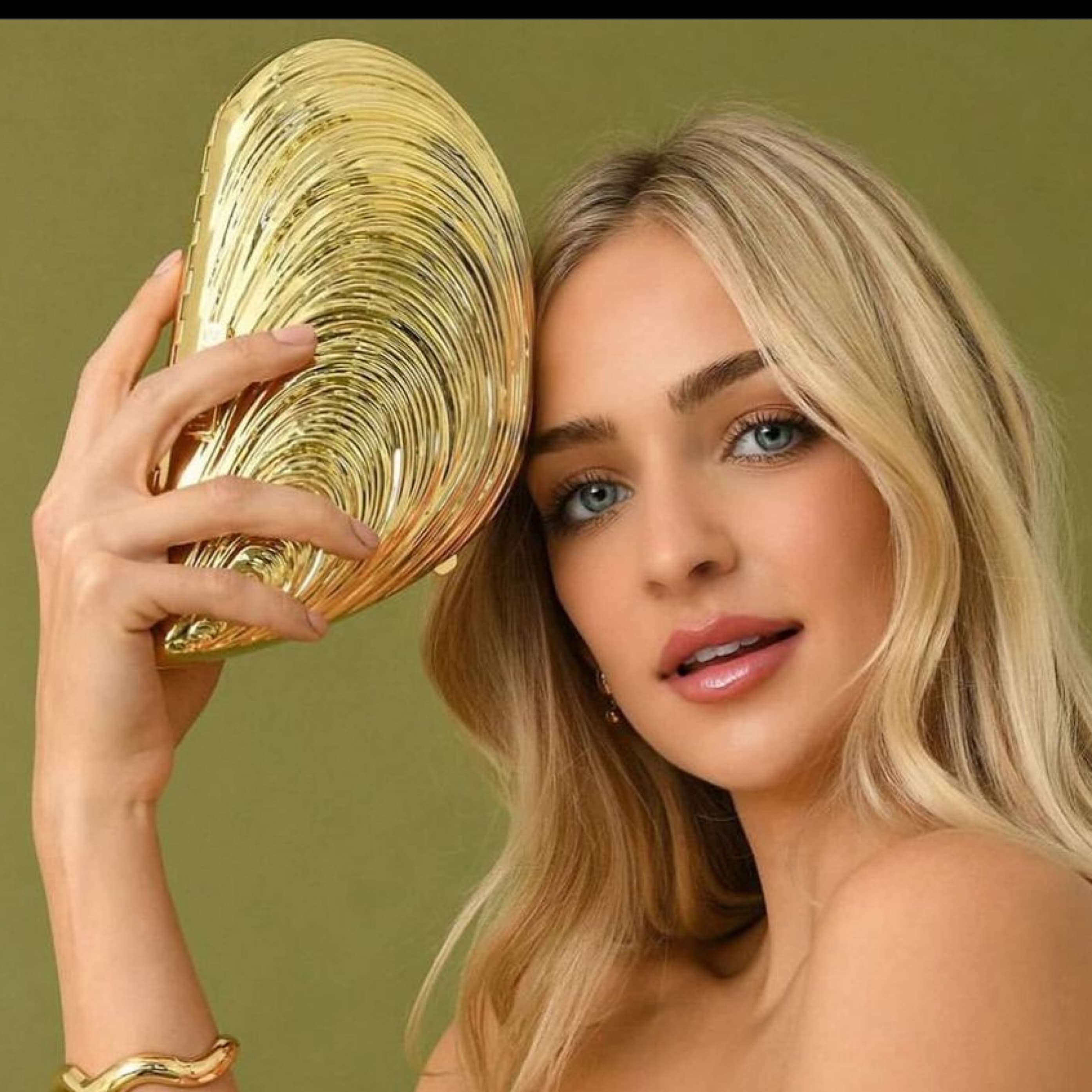 Simkhai Gold Shell Clutch  - Image 2