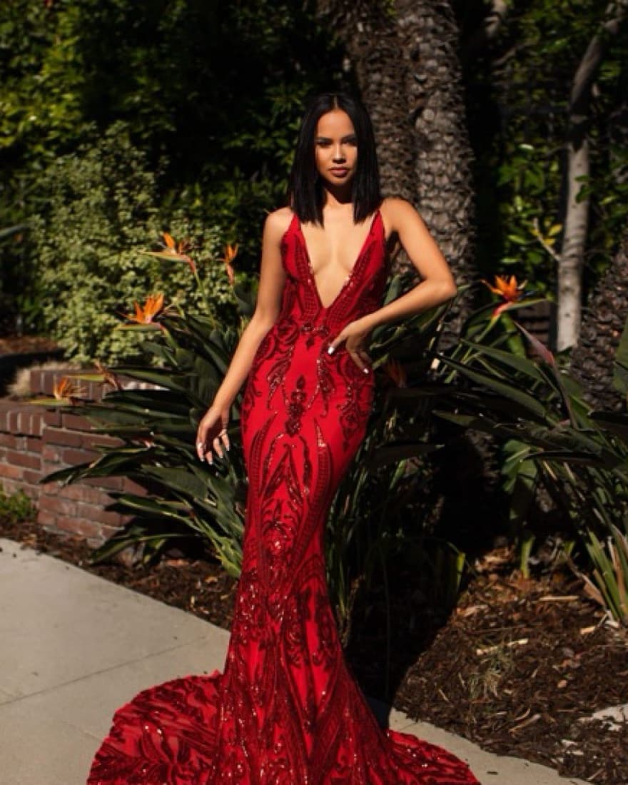 Red Sequin Alamour The Label Gown - Image 1