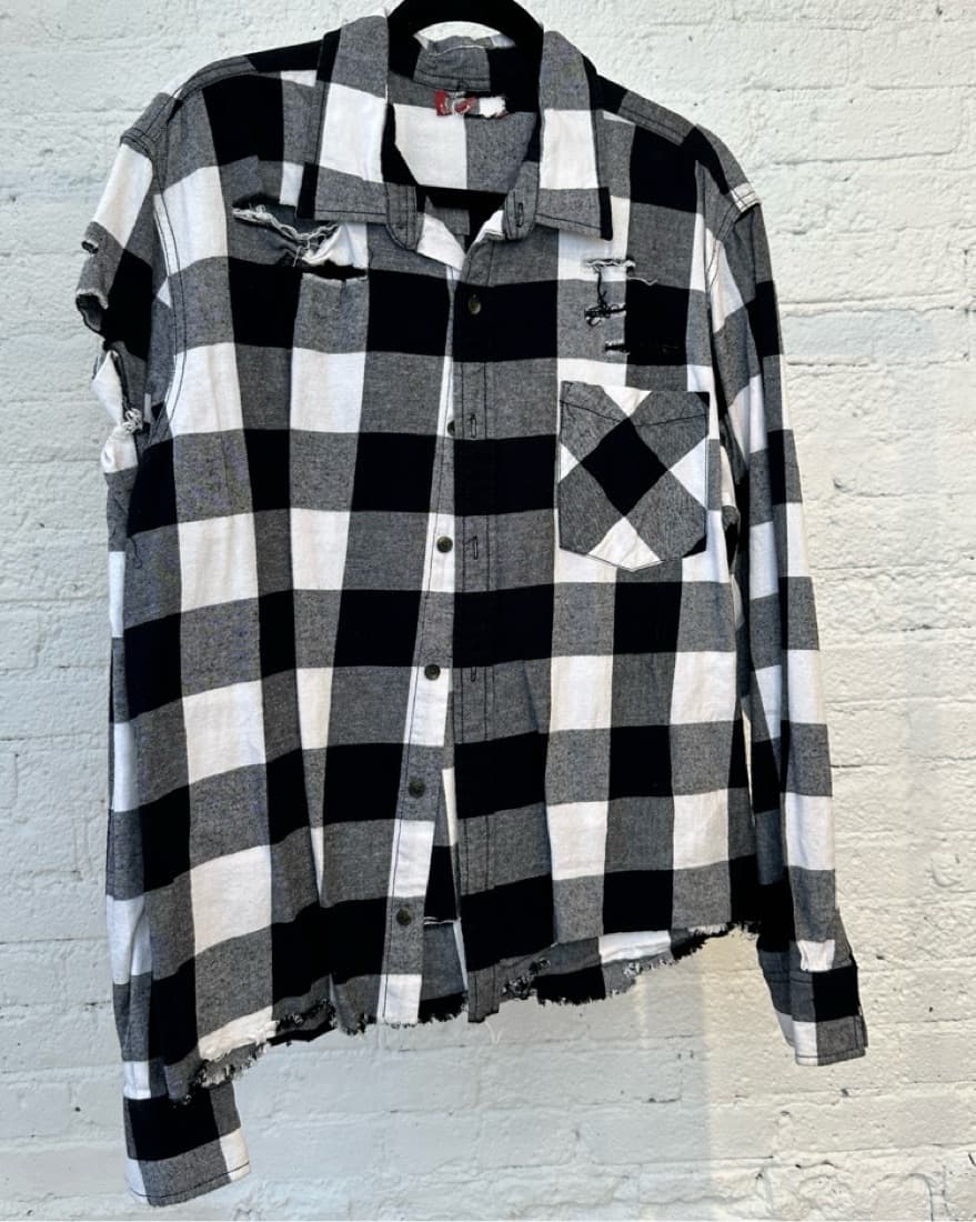 Ripped Steelers Balck and White Flannel - Image 1