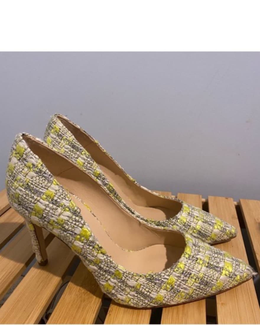 Lagence Green And Yellow Tweed Heels - Image 5
